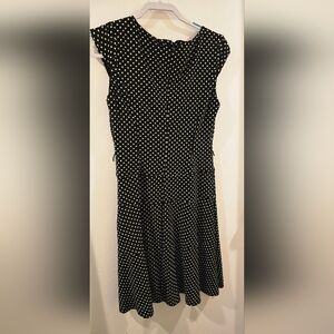 Stylish Anne Klein Black White Polka Dot A-Line Dress Sleeveless Size 6
